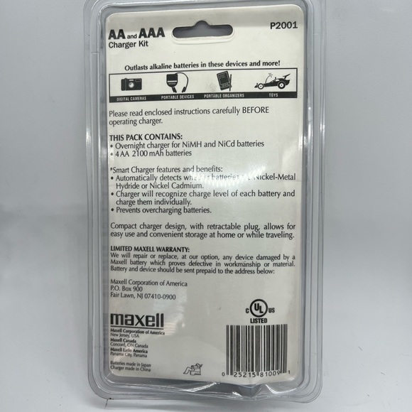 Maxell Nickel Metal Hydride NiMH Battery Charger Kit Includes 4 AA Batteries - Picture 2 of 4